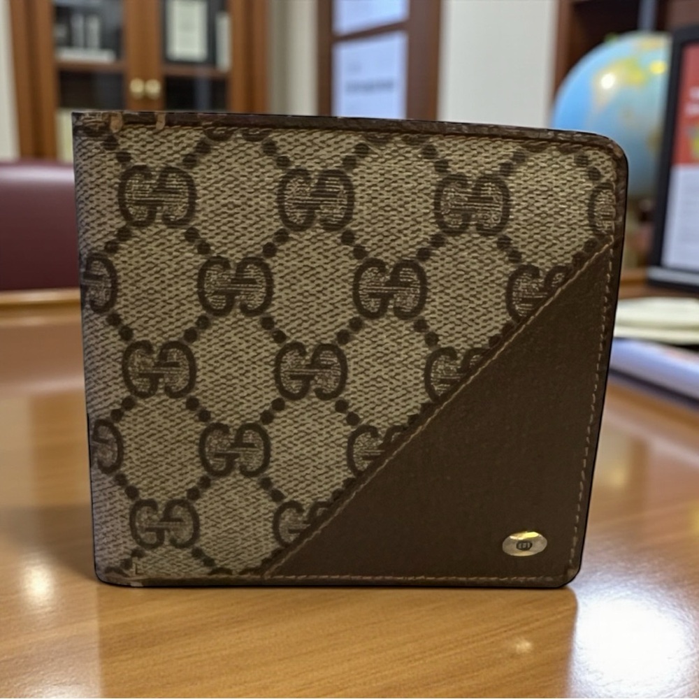 Vintage GUCCI Supreme Canvas and Leather Trim Wallet (1980-1990 Era)